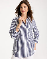 No Iron™ Stretch Striped Shirt Passport Blue - Chico's