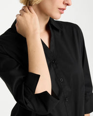 Poplin Cotton Tie-Front Top Black - Chico's