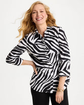 No Iron™ Stretch Animal Print Shirt Black - Chico's