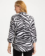 No Iron™ Stretch Animal Print Shirt Black - Chico's