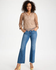 Mixed-Media Medallion Lace Top Mocha Mousse - Chico's