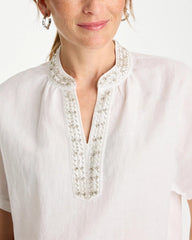 Linen Embellished Popover Top Alabaster - Chico's