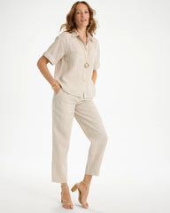 Linen Camp Collared Shirt Oatmeal - Chico's
