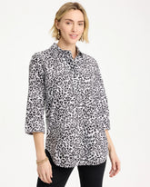 No Iron™ Stretch Printed Popover Black - Chico's