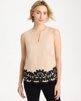 Applique Embellished Sleeveless Top Tan Bisque - Chico's