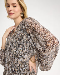 Georgette Printed Squares Blouse Black - Chico's