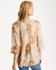 Cotton-Blend Pintuck Tunic Sandstone - Chico's