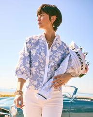 Cotton 3D Embroidered Striped Shirt Alabaster - Chico's
