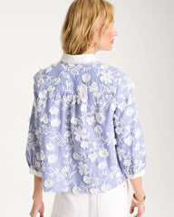Cotton 3D Embroidered Striped Shirt Alabaster - Chico's