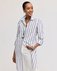 Linen Metallic Striped Duster Shirt Alabaster - Chico's