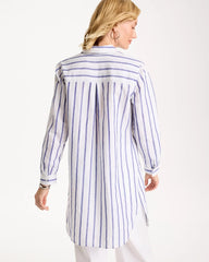 Linen Metallic Striped Duster Shirt Alabaster - Chico's