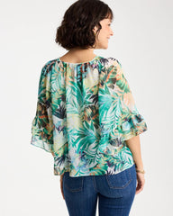 Printed Georgette Swing Blouse Topanga Green - Chico's