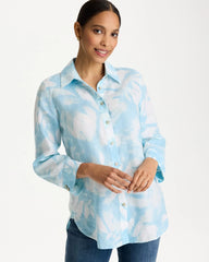 Tie-Dye No Iron Linen Shirt Blue Haven - Chico's