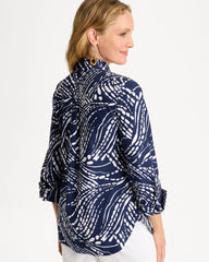 Printed No Iron Stretch Shirt Passport Blue - Chico's