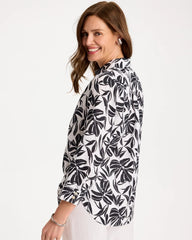 No Iron™ Linen Palm Shirt Black - Chico's