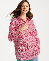 No Iron™ Linen Geo Print Shirt Cherry Lush - Chico's