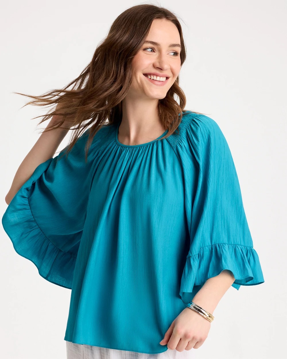 Georgette Swing Blouse Lagoon Blue - Chico's