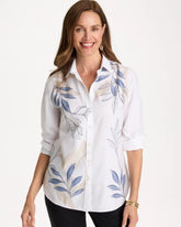 Placed Print No Iron Stretch Shirt Optic White - Chico's