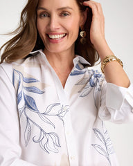 Placed Print No Iron Stretch Shirt Optic White - Chico's