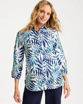 Palm No Iron Stretch Shirt Passport Blue - Chico's