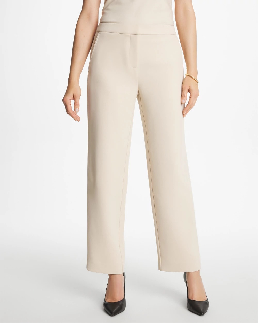 Textured Straight Tapered Ankle Pants Pale Sand - Chico's