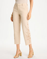 Relaxed Embroidered Fray Crop Pant Pale Sand - Chico's