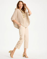 Relaxed Embroidered Fray Crop Pant Pale Sand - Chico's