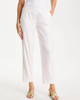 Soft-Stretch Linen Straight Tapered Ankle Pants Alabaster - Chico's