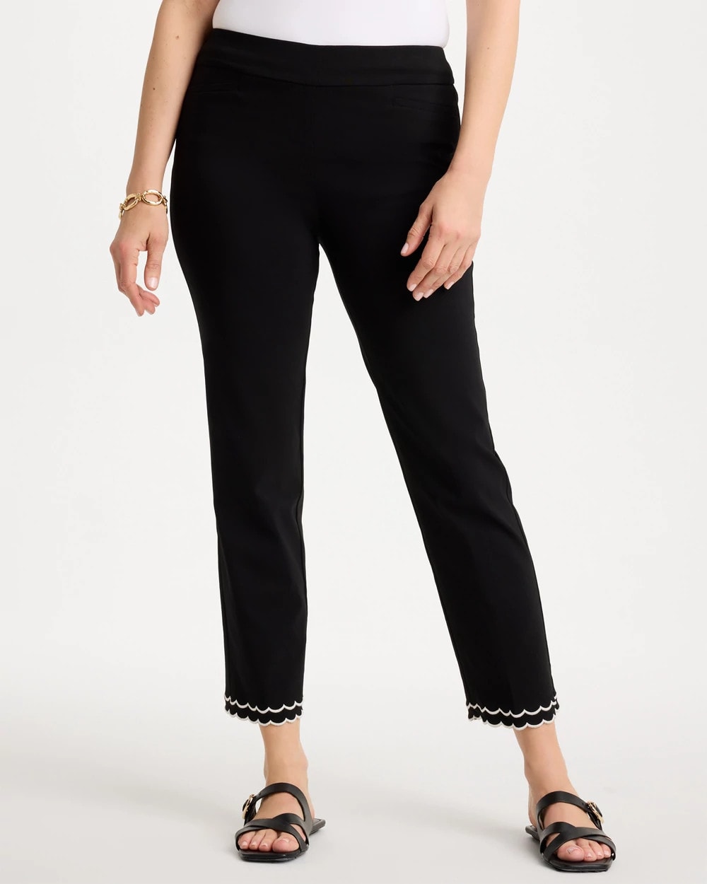 Contrast Scallop Brigitte™ Slim Crop Pant Black - Chico's