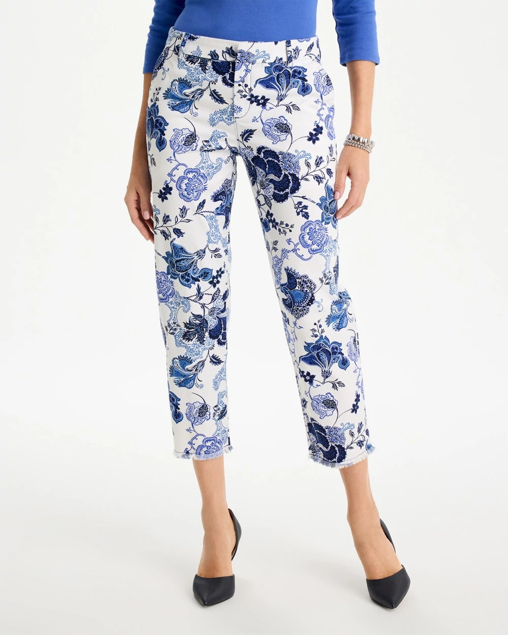 Printed Relaxed Boyfriend Chino Fray Crop Pants Alabaster - Chico's