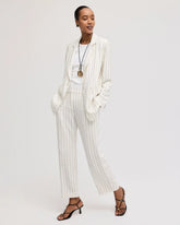 Striped Linen Wide-Leg Ankle Pants Ecru - Chico's