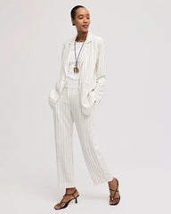 Striped Linen Wide-Leg Ankle Pants Ecru - Chico's