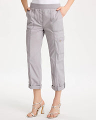 Poplin Cropped Roll Tab Pants Titanium - Chico's