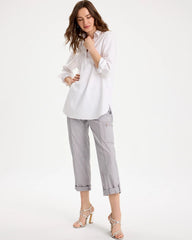 Poplin Cropped Roll Tab Pants Titanium - Chico's