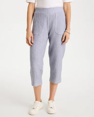 Zenergy® Striped Gauze Cropped Pants Blue - Chico's