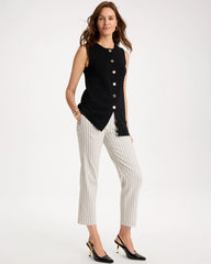 Striped Straight Crop Pant Black - Chico's