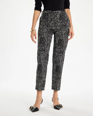 Emme Fly Front Straight Printed Crop Pants Black - Chico's