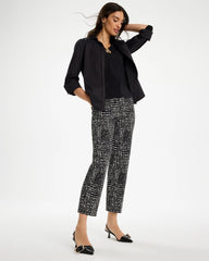 Emme Fly Front Straight Printed Crop Pants Black - Chico's