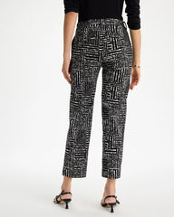 Emme Fly Front Straight Printed Crop Pants Black - Chico's