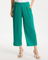 Petite Travelers™ Crinkle Textured Crop Pants Topanga Green - Chico's
