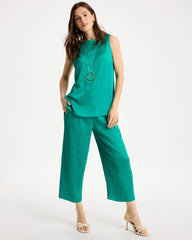 Petite Travelers™ Crinkle Textured Crop Pants Topanga Green - Chico's