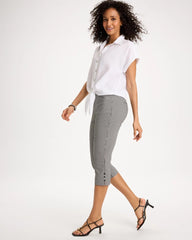 Brigitte™ Slim Gingham Pull-On Capri Pant Black - Chico's