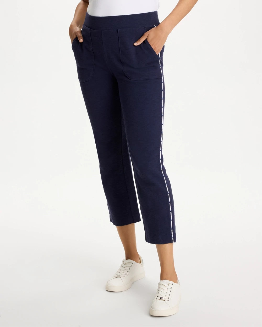 Zenergy® Jersey Striped Crop Pants Passport Blue - Chico's