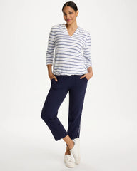 Zenergy® Jersey Striped Crop Pants Passport Blue - Chico's