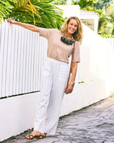 Pinstriped Linen-Cotton Crop Pant Natural - Chico's