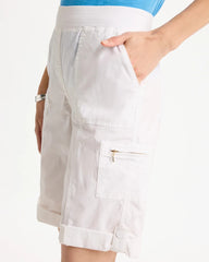 Poplin Cotton Roll-Tab Shorts Alabaster - Chico's