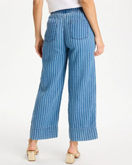 Gauze Striped Wide Crop Jean Blue Stripe - Chico's