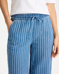 Gauze Striped Wide Crop Jean Blue Stripe - Chico's