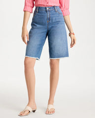 Boyfriend Frayed Jean Shorts Aquaria Indigo - Chico's