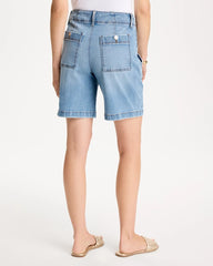 Pull-On Scallop Button Jean Shorts Blue Jay Indigo - Chico's